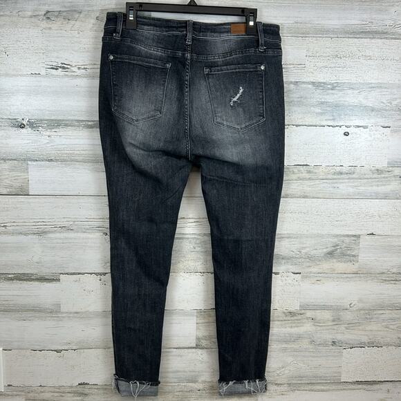 Judy Blue Distressed Holey Faded Stretchy Skinny Jeans Black Gray Size 15/32 - Picture 3 of 9